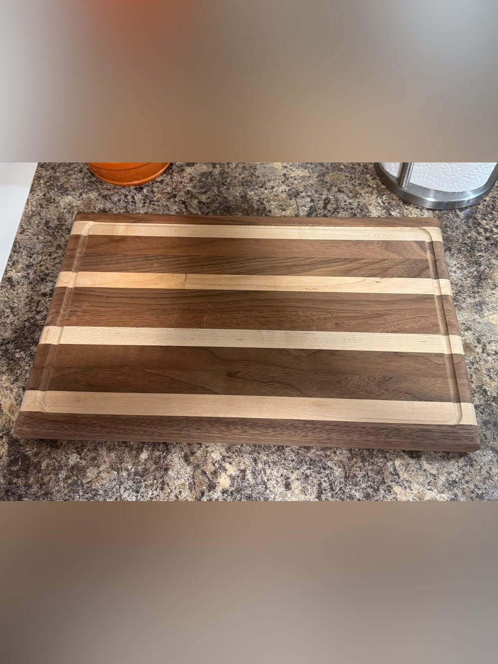 Striped  on dark and light color Cutting Board - Wood Serving Board
